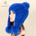 Factory wholesale real mink fur knitted custom beanie hat